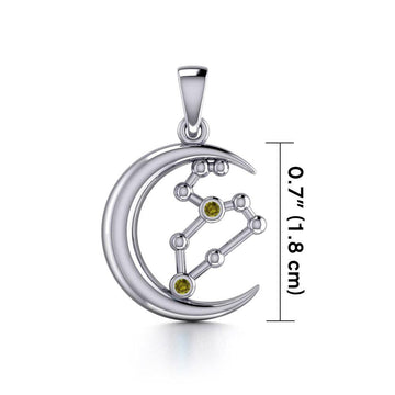 Crescent Moon and Leo Astrology Constellation Silver Pendant TPD5770 - Jewelry